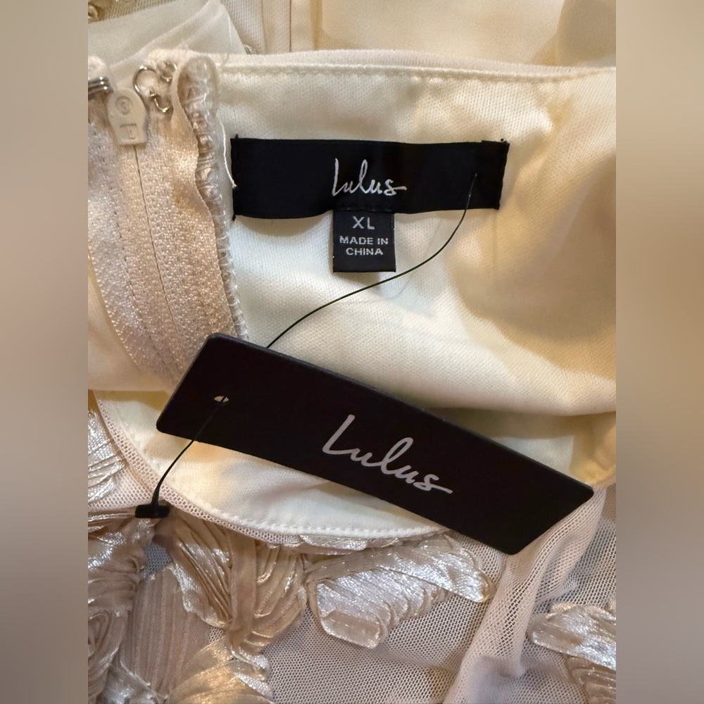 🆕🆕 Lulus Truly Inspiring Ivory Mesh Floral Mini Dress Size XL Prom Wedding Party - Picture 11 of 16